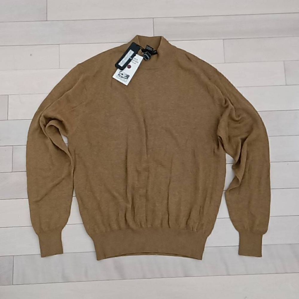 Tulliano Women's Knitwear Ribbed Trim Pullover Sweater Khaki Tan Medium